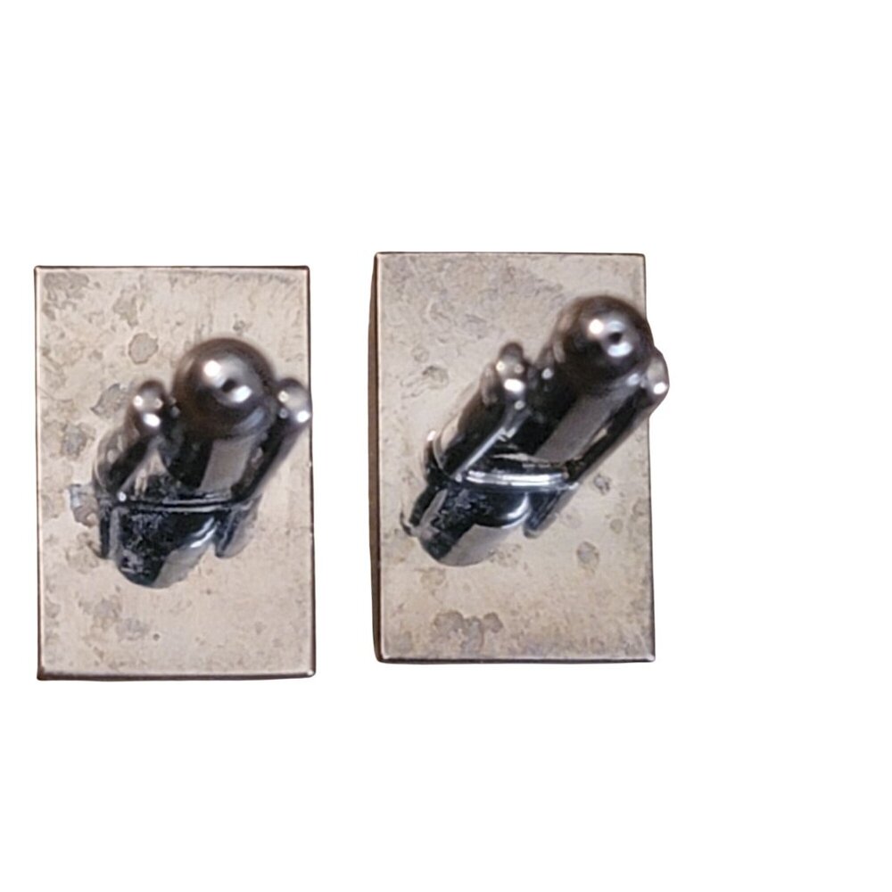 Vintage Mens Rectangular Silver-Tone Cufflinks Wi… - image 6